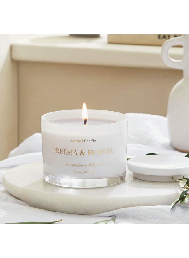 IRIS CELESTE Fennel & Freesia Jar Candle 425grams - 3 wick Scented candle 15oz  | 50 hrs burn-time | Perfect for Gifting, Home Décor, Parties & Room Perfuming | Ideal for Living room and Office Décor - Image 1